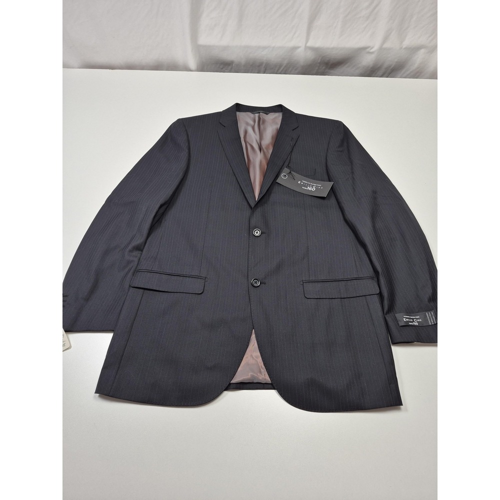 Emilio Ciro Blazer Mens 42L Black Wool Pinstripe Sport Coat Turbo 160 Jacket